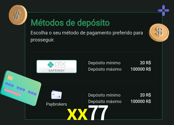 O cassino xx77 oferece uma grande variedade de métodos de pagamento